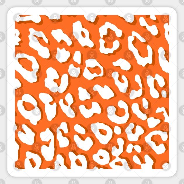 White Leopard Print Orange Sticker by BlakCircleGirl